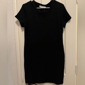 Elodie Black Sheath Mini Dress Crew Neck
